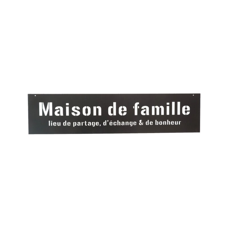 Plaque métal MAISON DE FAMILLE coloris noir