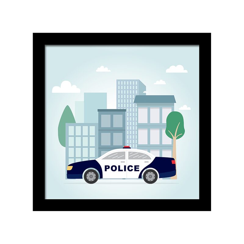 Tableau embelli POLICE SECOURS coloris bleu