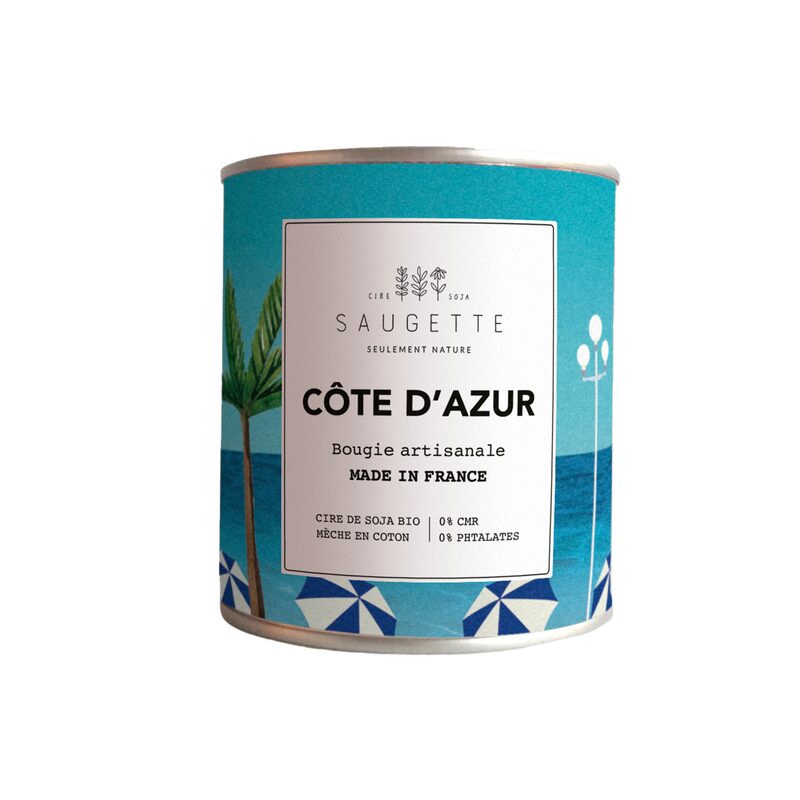 Bougie parfumée CÔTE D'AZUR melon et de fleurs d’oranger, de jasmin et de roses sur un fond boisé adouci de vanille et de musc