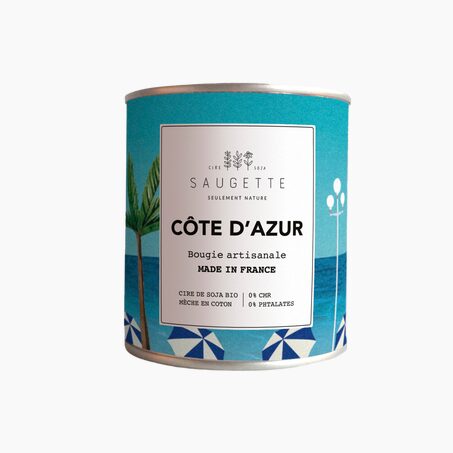 Saugette Bougie parfumée CÔTE D'AZUR melon et de fleurs d’oranger, de jasmin et de roses sur un fond boisé adouci de vanille et de musc