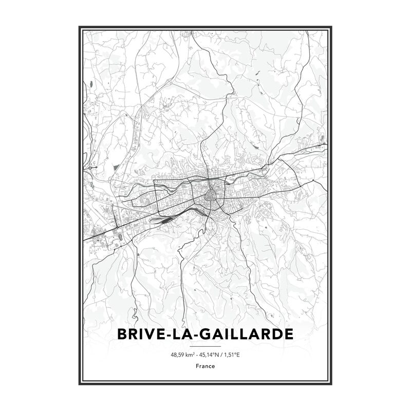 Image sous verre MAP BRIVE LA GAILLARDE 50 x 70 cm