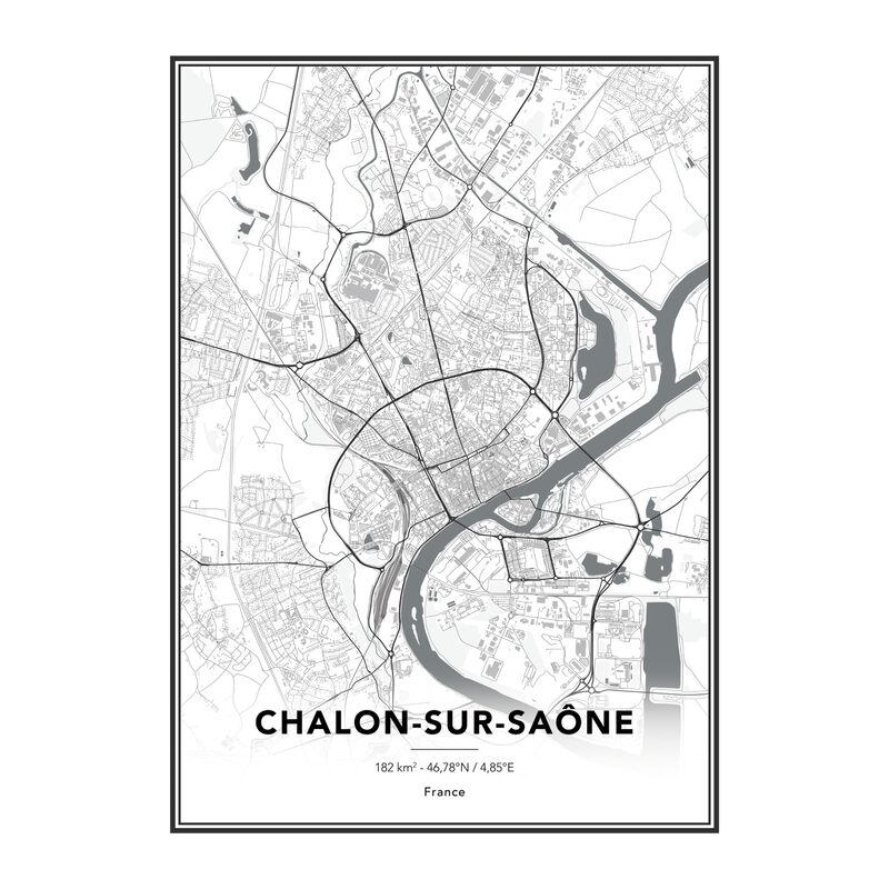 Image sous verre MAP CHALON SUR SAONE 50 x 70 cm
