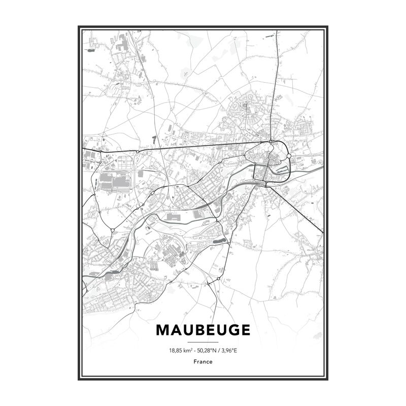 Image sous verre MAP MAUBEUGE 50 x 70 cm