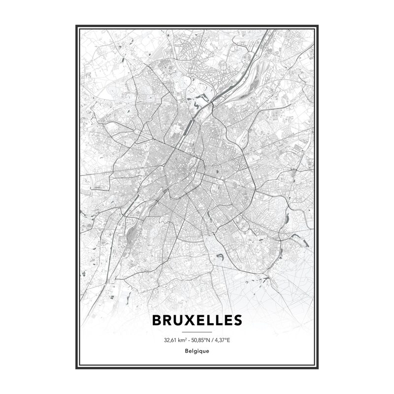 Image sous verre MAP BRUXELLES 50 x 70 cm