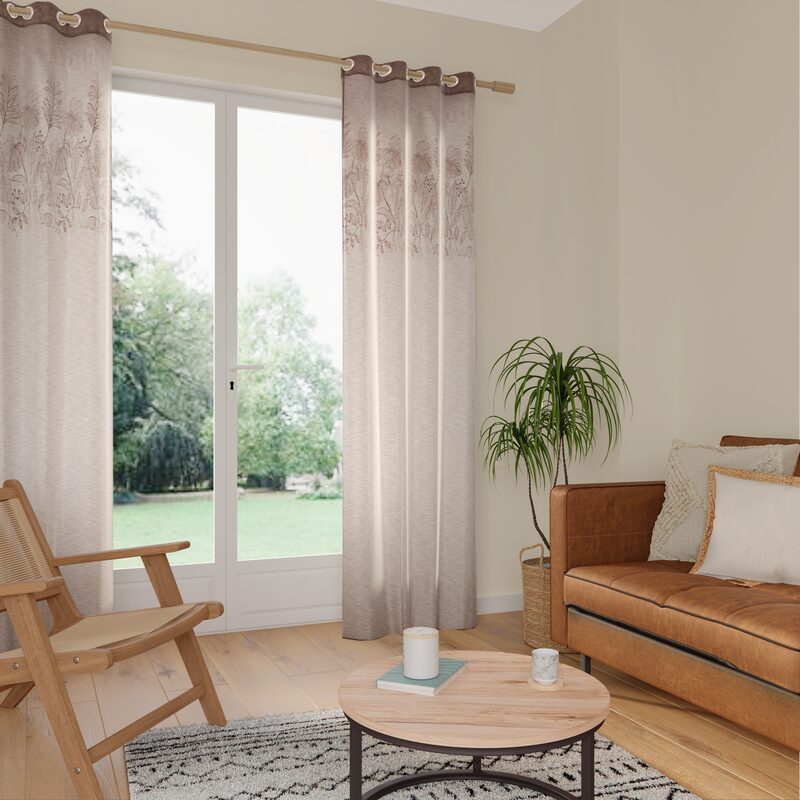 Voilage Lin ZAFA coloris terracotta 140 x 240 cm