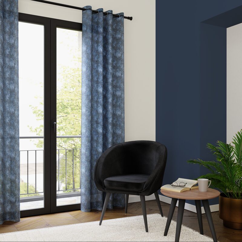 Voilage YAPA coloris bleu nuit 135 x 240 cm