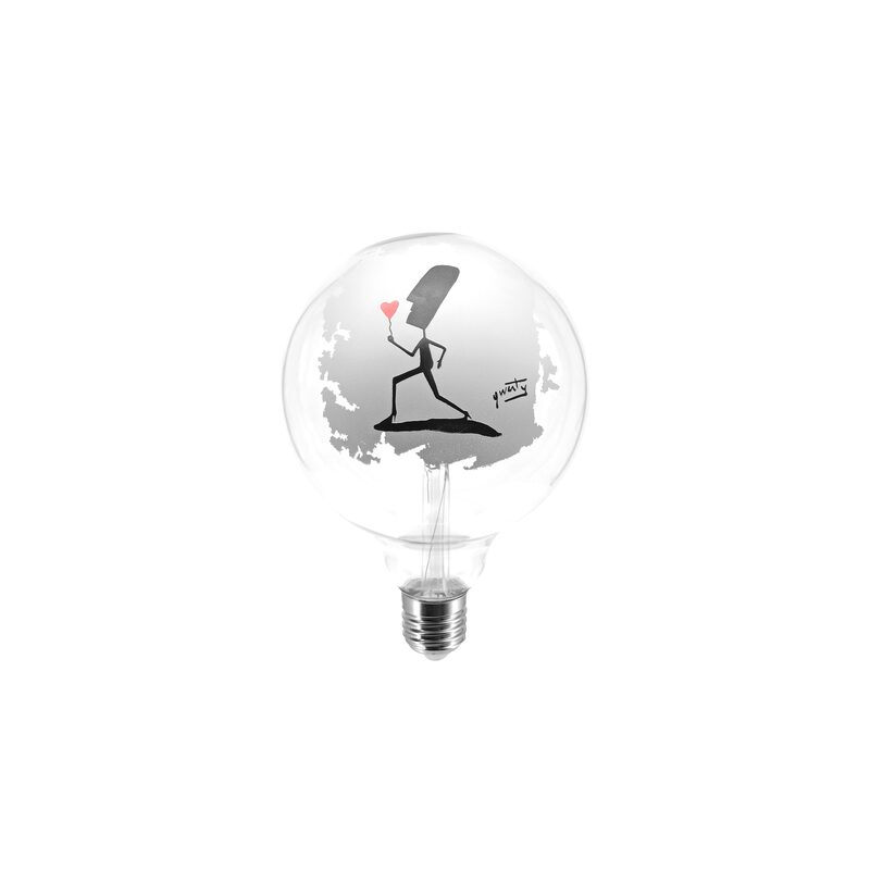 Ampoule LED FLOWER coloris transparent + noir, gris, rouge 15 x 12,5 cm