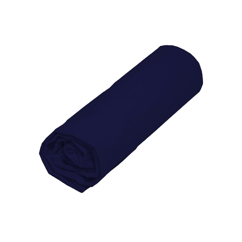 Drap housse ORIGIN coloris bleu marine 140 x 200 cm