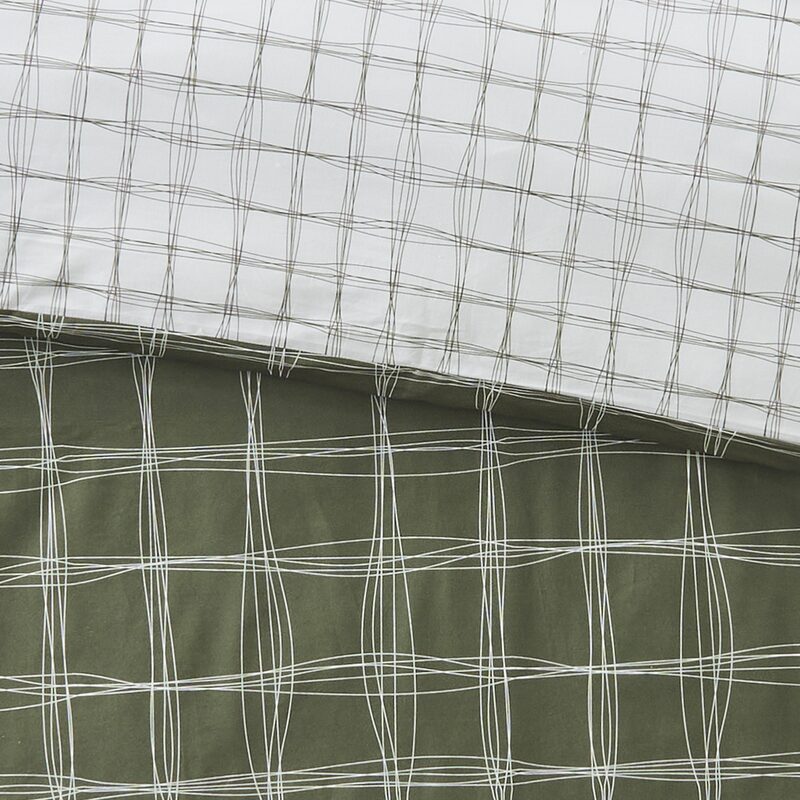 Parure de lit en percale de coton GABRIEL coloris vert 240 x 220 cm