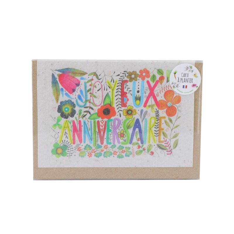 Carte JOYEUX ANNIVERSAIRE coloris multicolore