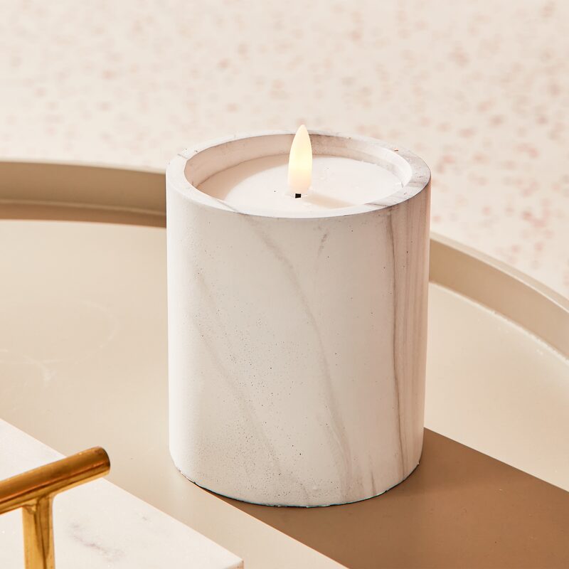 Bougie LED WHITE MARBLE coloris blanc