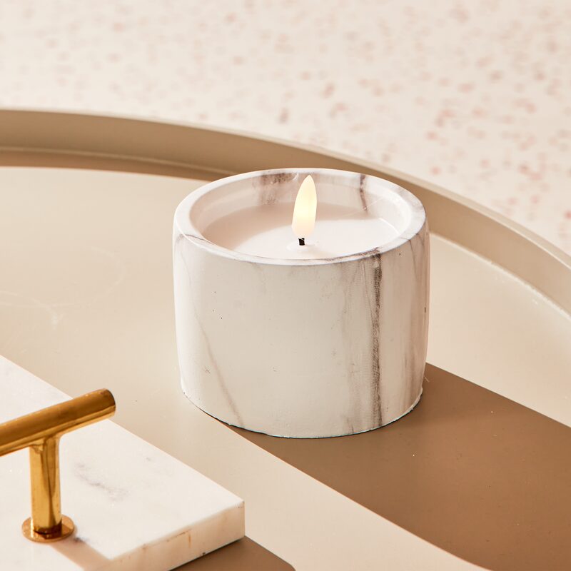 Bougie LED WHITE MARBLE coloris blanc