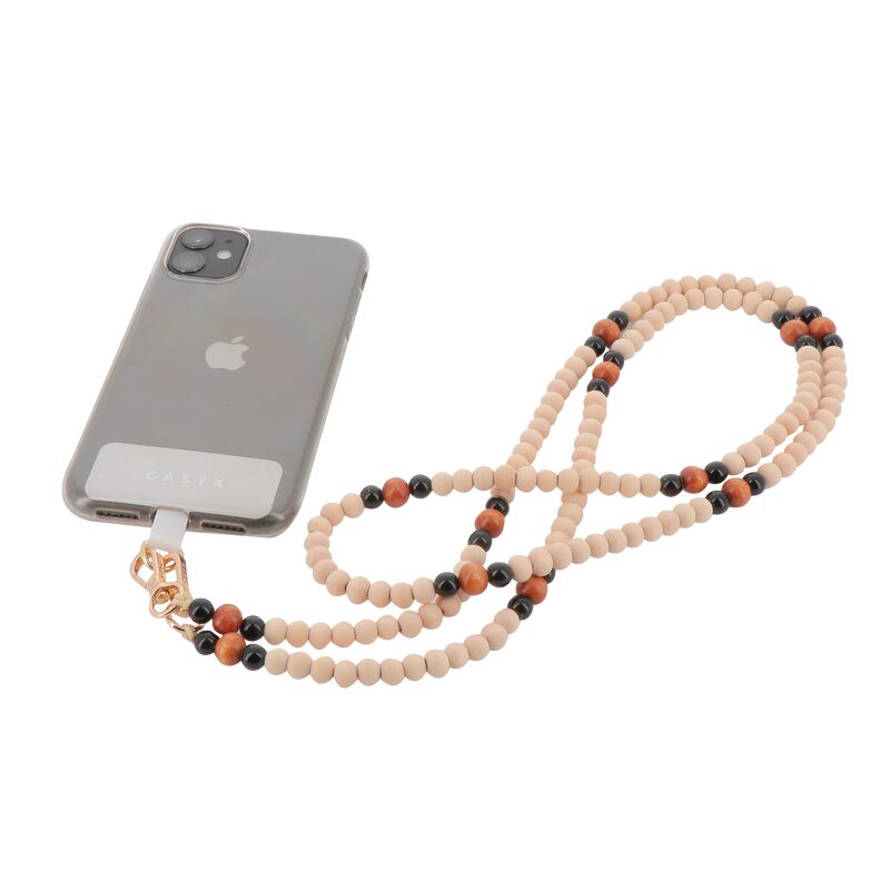 Cordon de téléphone UNIVERSEL PERLES IMPERIALES coloris beige
