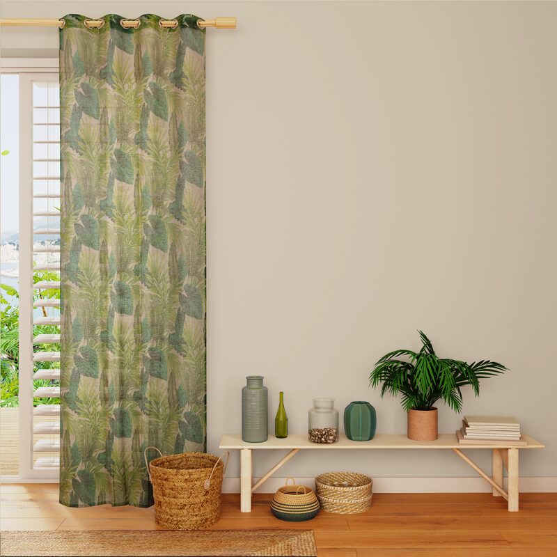 Voilage Lin PECAN coloris vert 150 x 240 cm