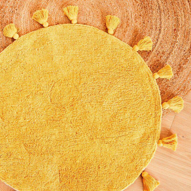 Tapis SUNSHINE coloris jaune soleil 80 cm