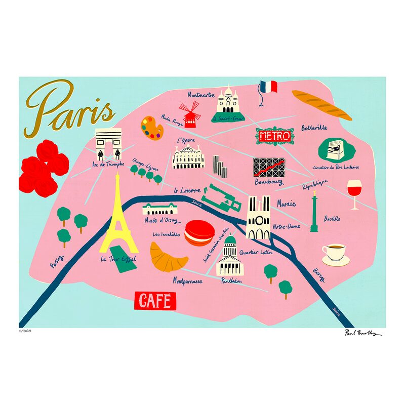 Sergeant Paper Affiche MAP DE PARIS 50 x 70 cm
