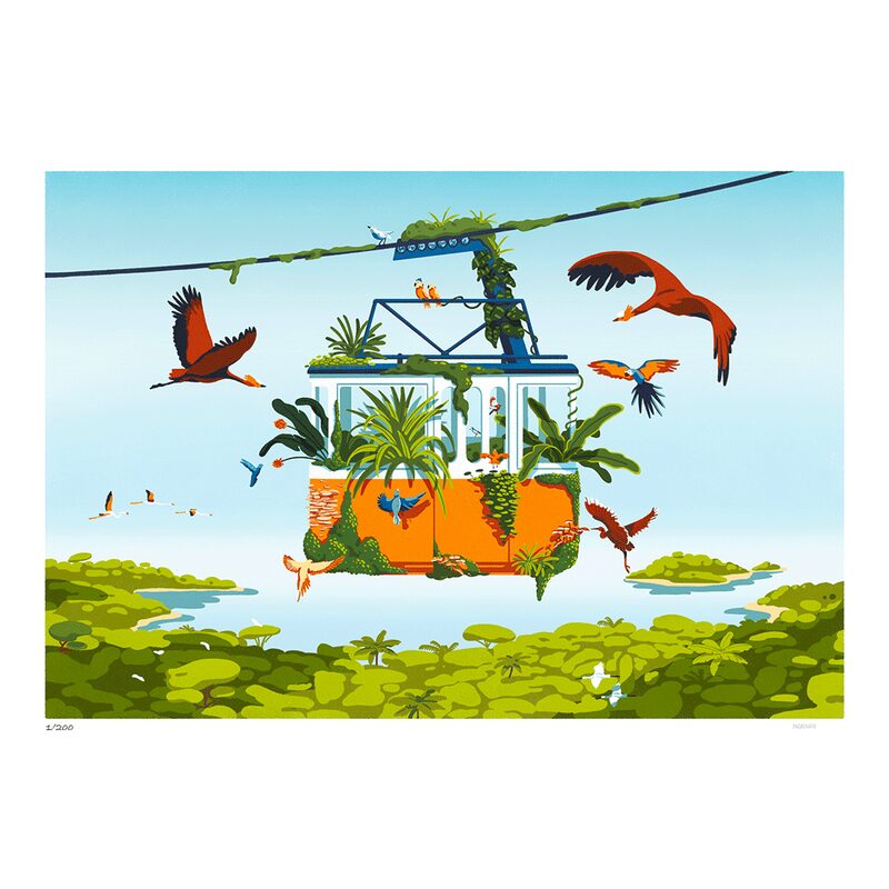 Sergeant Paper Affiche LA CABINE AUX OISEAUX 50 x 70 cm