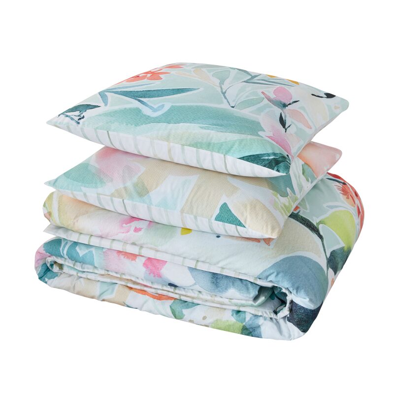 Parure de lit en percale de coton AQUARELLA coloris multicolore 240 x 220 cm