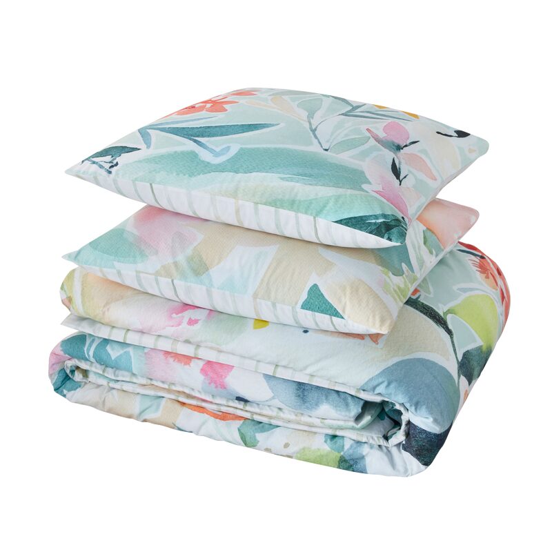 Parure de lit en percale de coton AQUARELLA coloris multicolore 260 x 240 cm