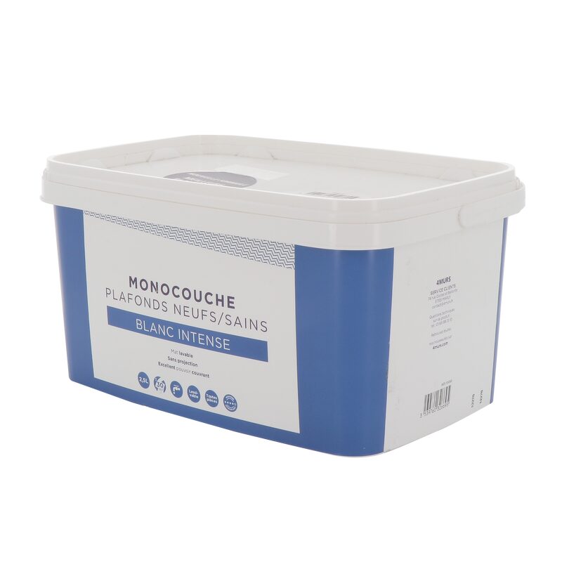 Peinture MONOCOUCHE PLAFONDS INTENSE Acrylique blanc Mat 2,5 L