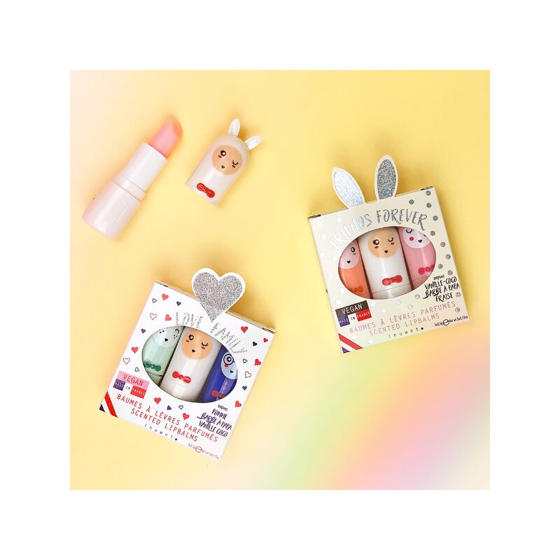 Baume à lèvres COFFRET "LOVE FAMILY" Pomme / Barbe à papa / Vanille-Coco