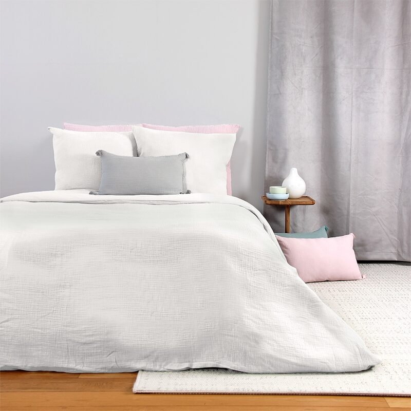 Parure de lit en gaze de coton ANOKIAS coloris blanc 240 x 220 cm