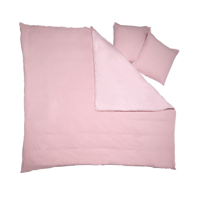 Parure de lit en gaze de coton ANOKIAS coloris rose 260 x 240 cm
