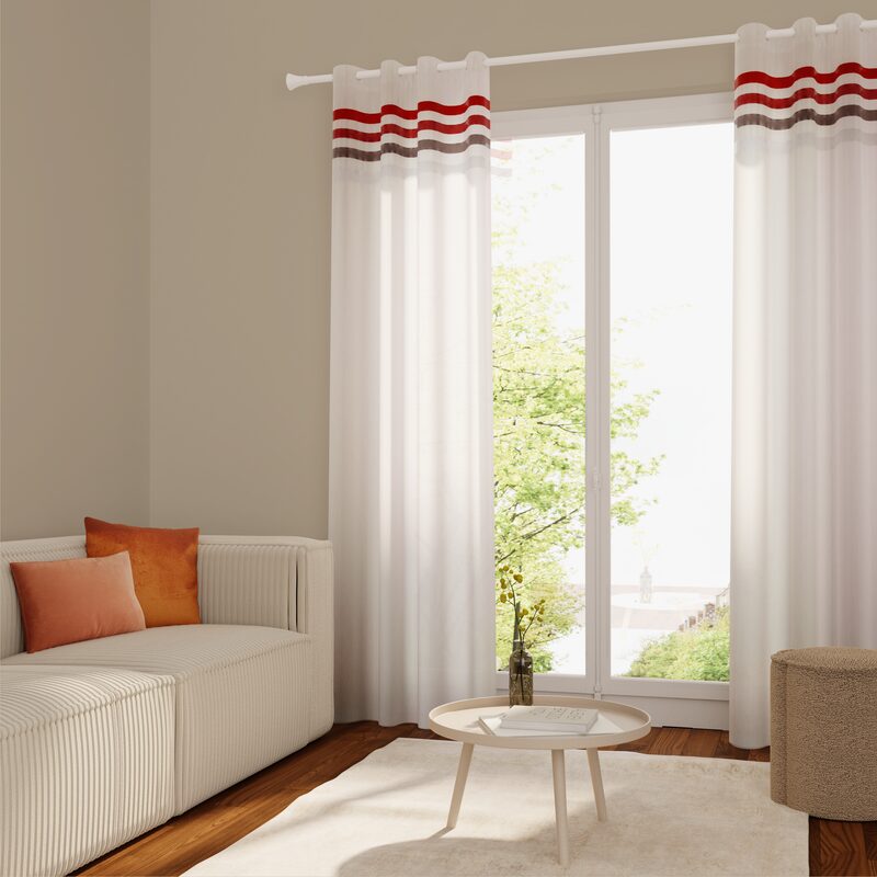 Voilage OSYA coloris rose corail 140 x 240 cm
