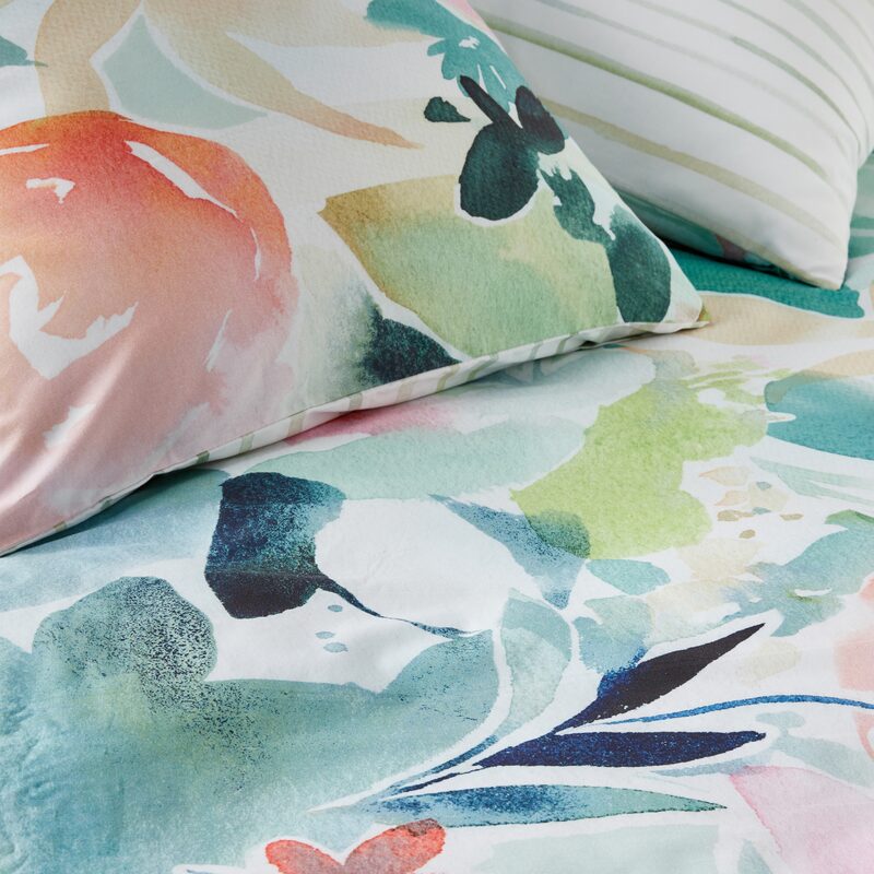 Parure de lit en percale de coton AQUARELLA coloris multicolore 240 x 220 cm