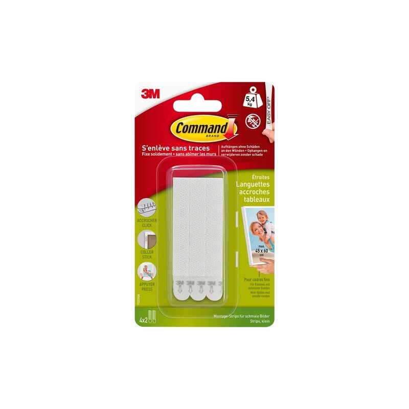 Fixation murale 3M LANGUETTES TABLEAU CADRE FIN coloris blanc