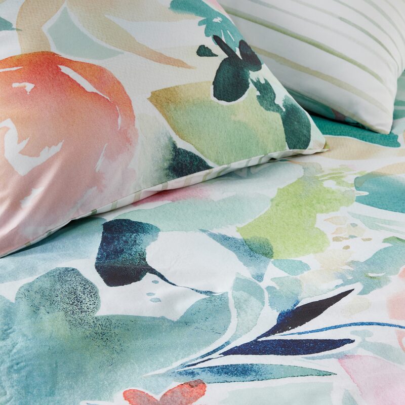 Parure de lit en percale de coton AQUARELLA coloris multicolore 260 x 240 cm