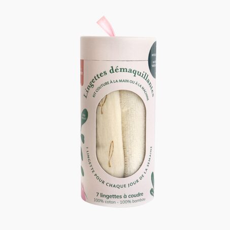 La Petite Epicerie Kit création KIT 7 LINGETTES DÉMAQUILLANTES À COUDRE Ecru/Or