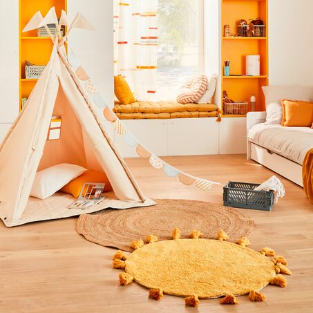 Tapis SUNSHINE coloris jaune soleil 80 cm