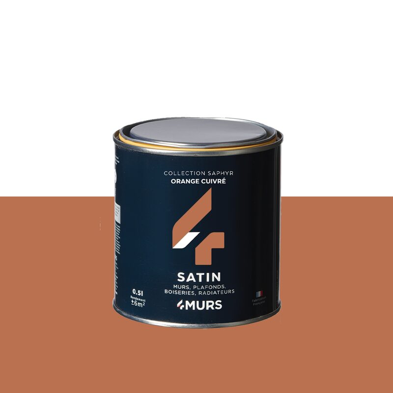 Peinture SAPHYR Alkyde orange cuivré Satiné 0,5 L