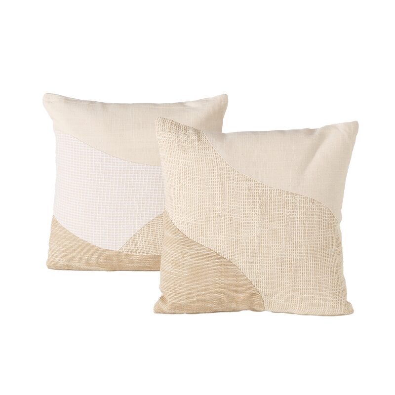 Coussin BJAN coloris beige/blanc 45 x 45 cm