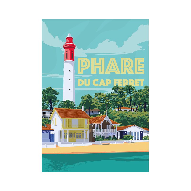 Affiche PHARE DU CAP FERRET 30 x 40 cm