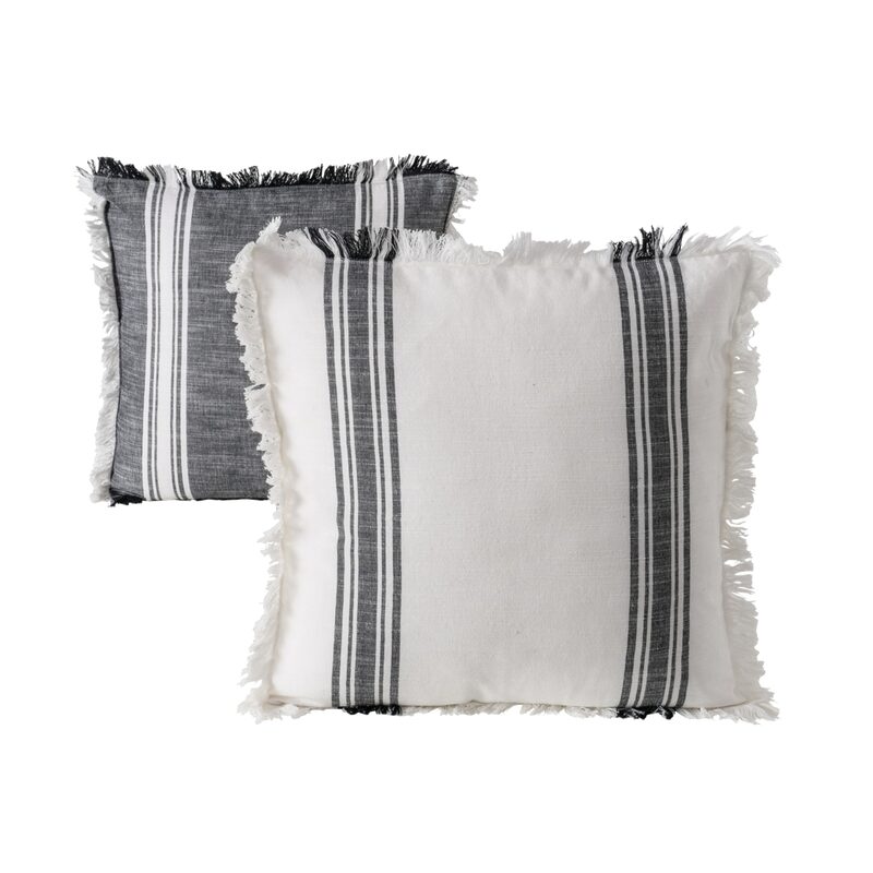 Coussin ENERO coloris blanc cassé/noir 45 x 45 cm