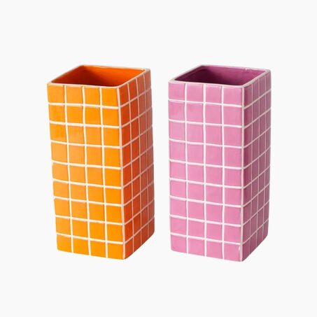 Vase CUBO coloris Orange/Rose