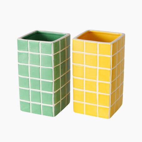 Vase CUBO coloris Jaune, Vert