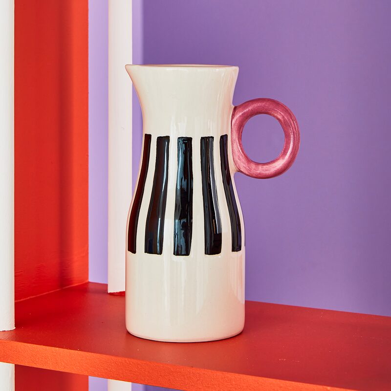 Vase SPIKY coloris Blanc/Noir/Rose