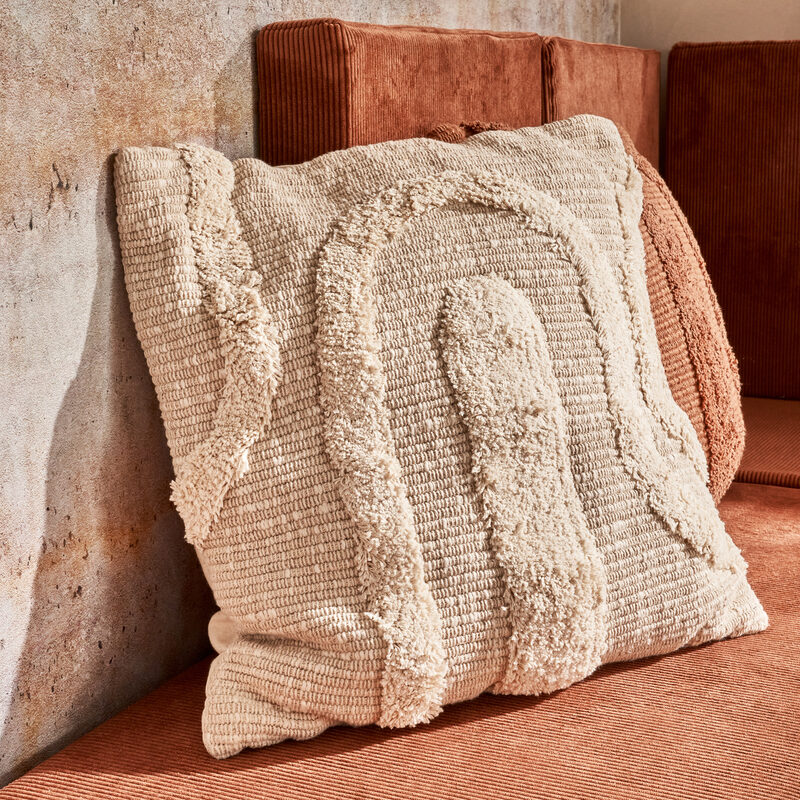 Coussin TIKIA coloris ivoire 45 x 45 cm