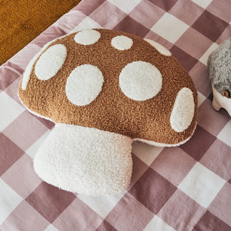 Coussin MUSHROOM coloris marron/blanc 40 x 47 cm