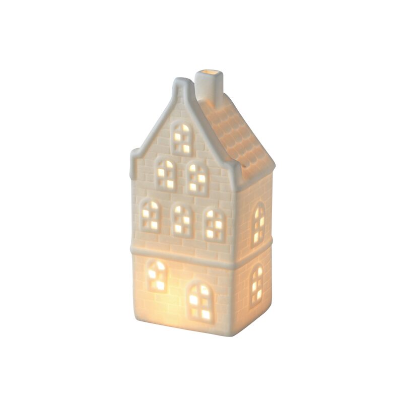 Objet lumineux HOUSE coloris blanc 18 x 9 cm