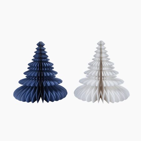 Objet déco SAPIN PAPIER PLIÉ XL coloris Bleu et blanc