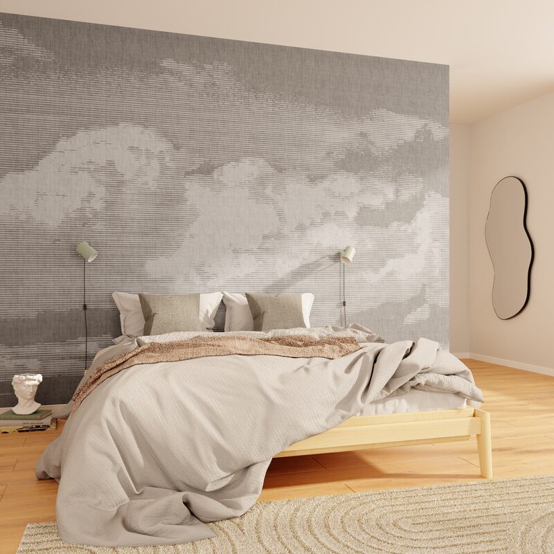 Papier peint panoramique XL NUBE 400 x 270 cm gris perle
