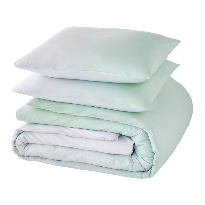 Parure de lit en percale de coton UMA coloris bleu acqua 260 x 240 cm