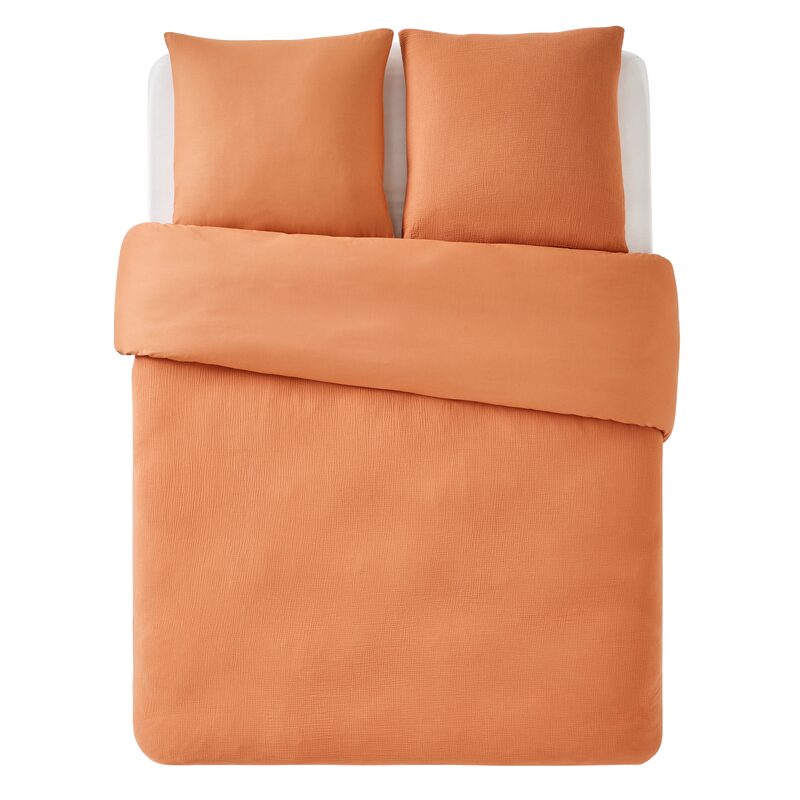 Parure de lit en gaze de coton ANOKIAS coloris caramel 240 x 220 cm