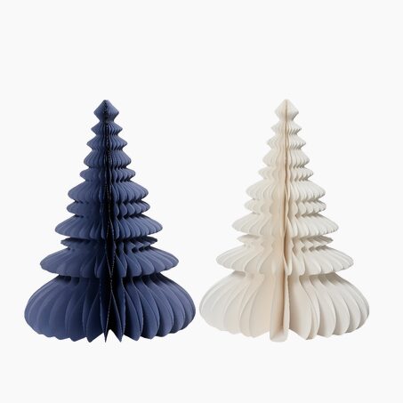 Objet déco SAPIN PAPIER PLIÉ coloris Bleu et blanc