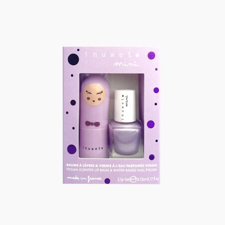 Inuwet Coffret cosmétique DUO BAUME À LÉVRE ET VERNIS À ONGLE Guimauve/Myrtille mauve