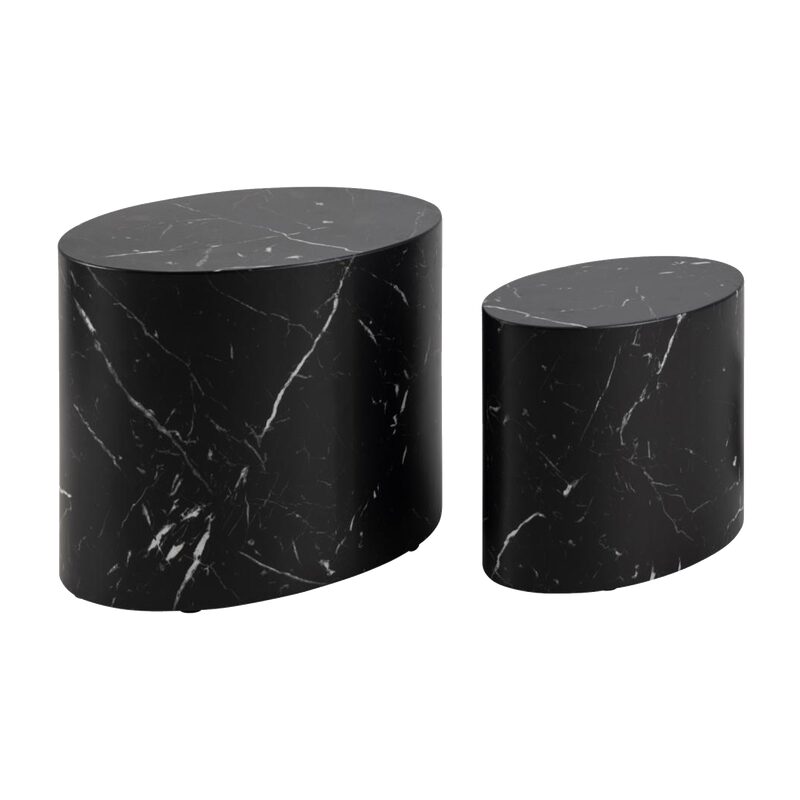 Table basse NATHAN coloris marbre noir 48 x 40 cm